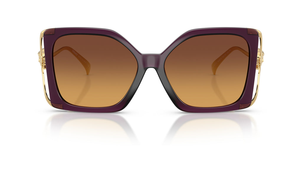 Lunettes de soleil Versace VE4502U 5536T5 – Pourpre opalescent – vue de face.