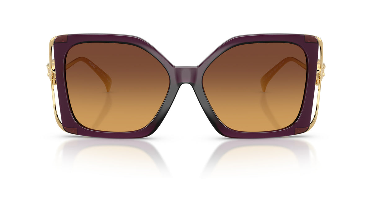 Lunettes de soleil Versace VE4502U 5536T5 – Pourpre opalescent – vue de face.