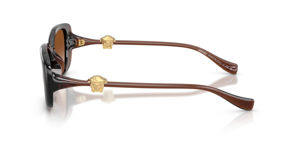 Lunettes de soleil Versace VE4504D 533213 – Transparent Marron – vue de profil.