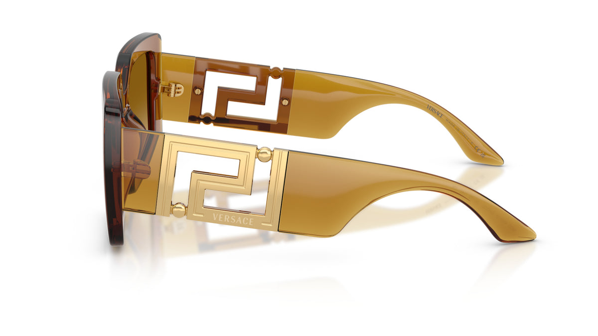 Lunettes de soleil Versace VE4505U 53422L – Jaune Transparent – vue de profil.