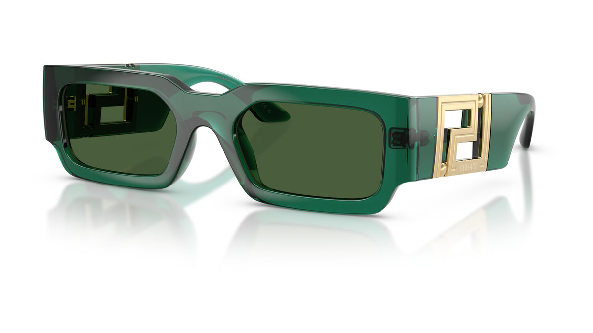 Lunettes de soleil Versace VE4506U 514471 – Transparent Vert – vue de trois quarts.