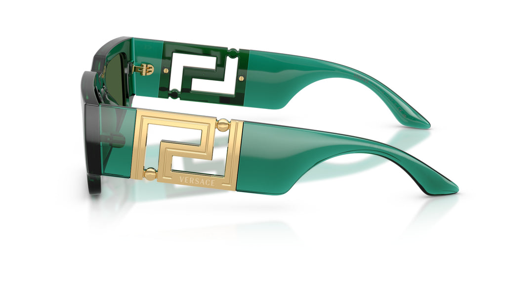 Lunettes de soleil Versace VE4506U 514471 – Transparent Vert – vue de profil.