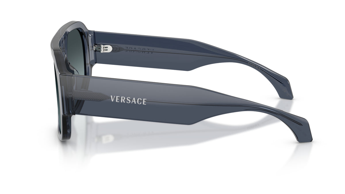 Lunettes de soleil Versace VE4508U 5538V1 – Bleu foncé transparent – vue de profil.