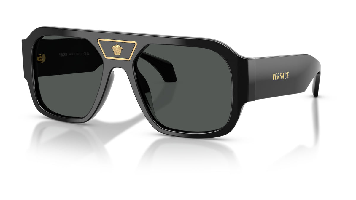 Lunettes de soleil Versace VE4508U GB1/87 – Noir – vue de trois quarts.