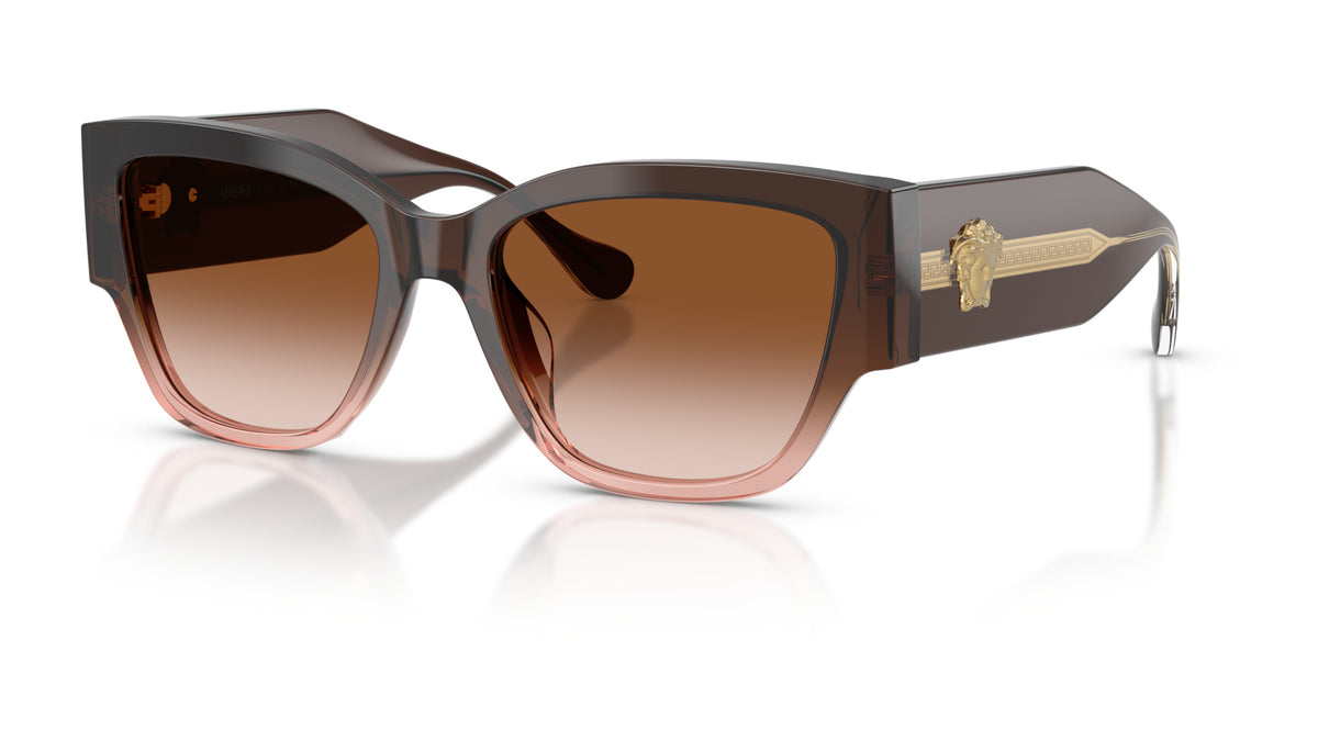 Lunettes de soleil Versace VE4509U 533213 – Dégradé marron – vue de trois quarts.
