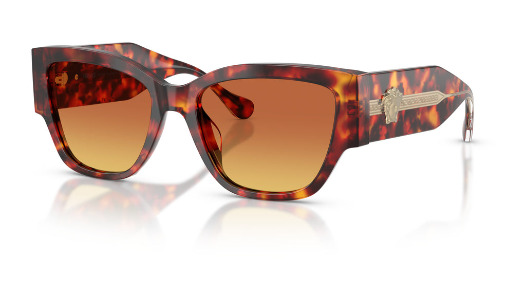 Lunettes de soleil Versace VE4509U 5543T5 – Havana Rouge – vue de trois quarts.