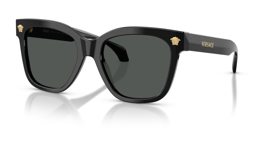 Lunettes de soleil Versace VE4511 GB1/87 – Noir – vue de trois quarts.