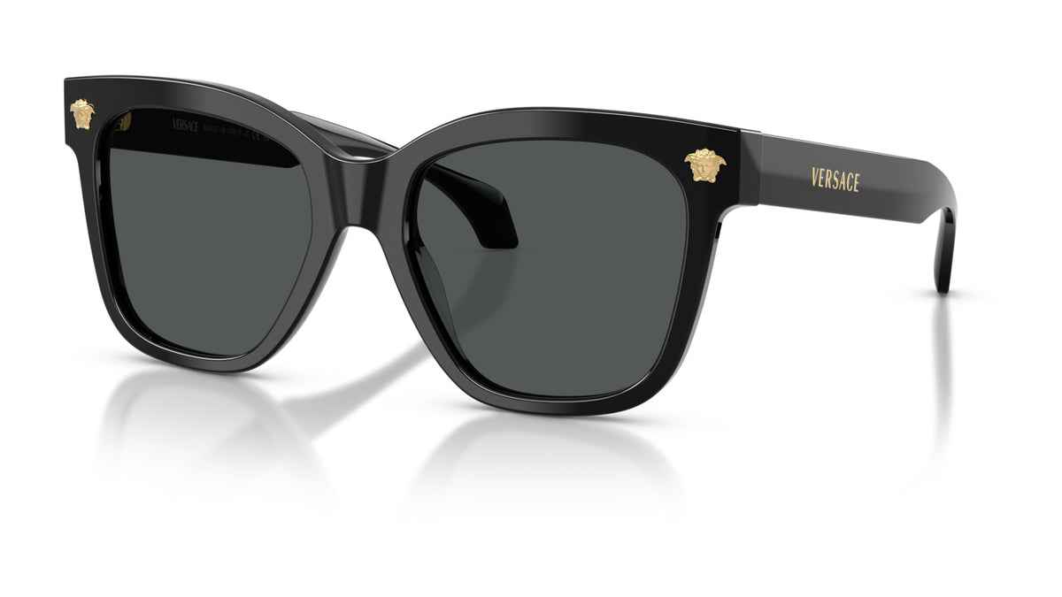 Lunettes de soleil Versace VE4511 GB1/87 – Noir – vue de trois quarts.