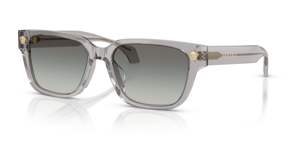 Lunettes de soleil Versace VE4513D 593/11 – Transparent Gris – vue de trois quarts.