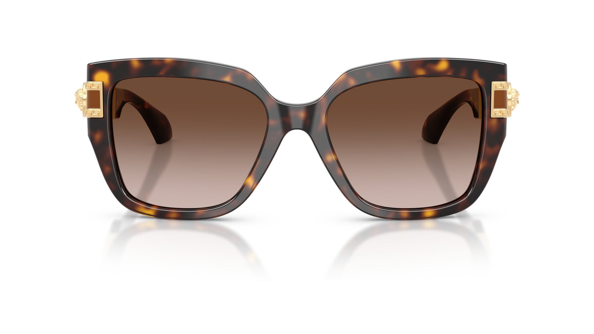 Lunettes de soleil Versace VE4517U 108/13 – Havana foncé – vue de face.