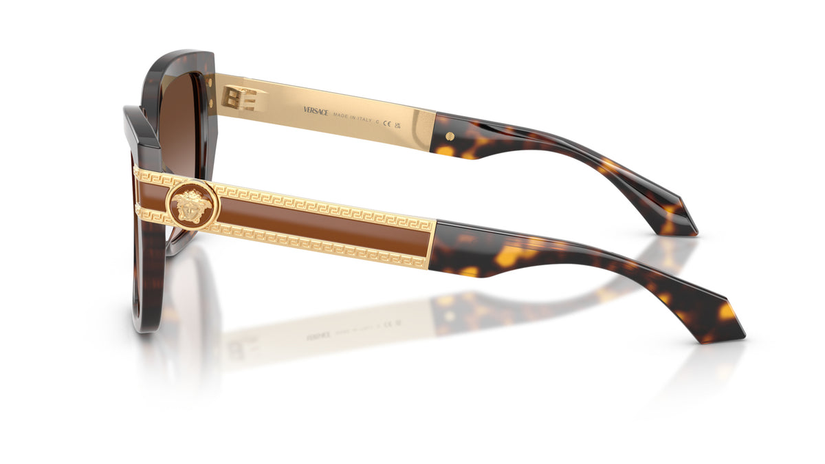 Lunettes de soleil Versace VE4517U 108/13 – Havana foncé – vue de profil.