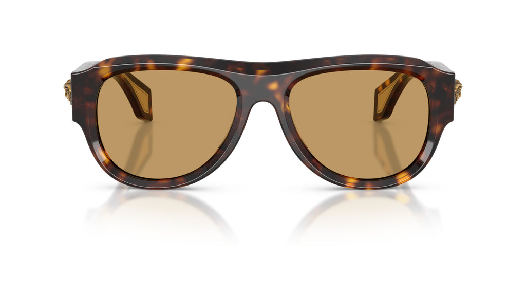 Lunettes de soleil Versace VE4518U 108/73 – Havana foncé – vue de face.