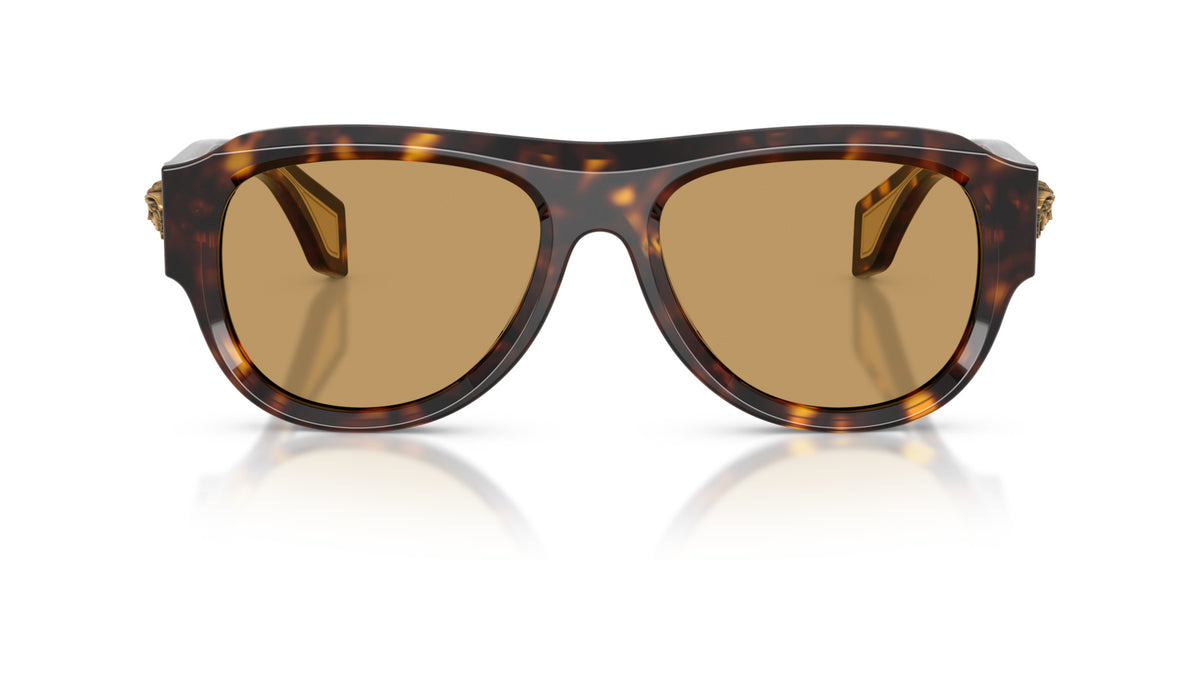 Lunettes de soleil Versace VE4518U 108/73 – Havana foncé – vue de face.