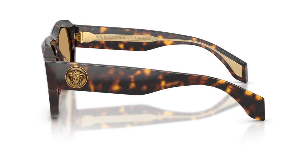 Lunettes de soleil Versace VE4518U 108/73 – Havana foncé – vue de profil.
