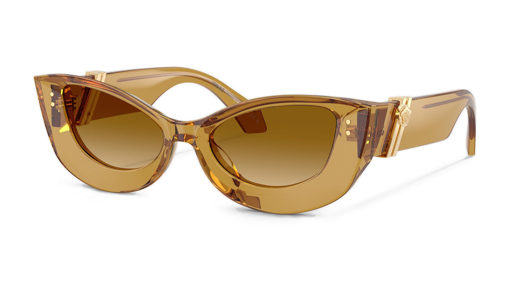 Lunettes de soleil Versace VE4520U 53472L – Transparent Miel – vue de trois quarts.