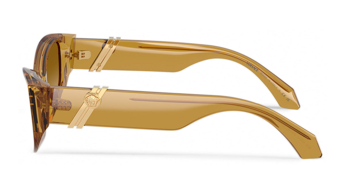 Lunettes de soleil Versace VE4520U 53472L – Transparent Miel – vue de profil.
