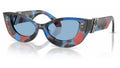 Lunettes de soleil Versace VE4520U 555572 – Noir / Bleu / Havana rouge – vue de trois quarts.