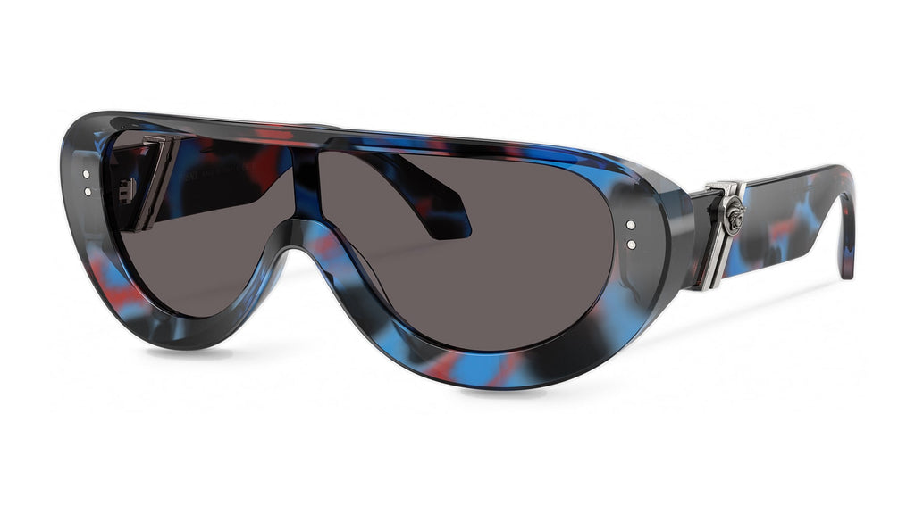 Lunettes de soleil Versace VE4521U 555587 – Noir / Bleu / Havana rouge – vue de trois quarts.
