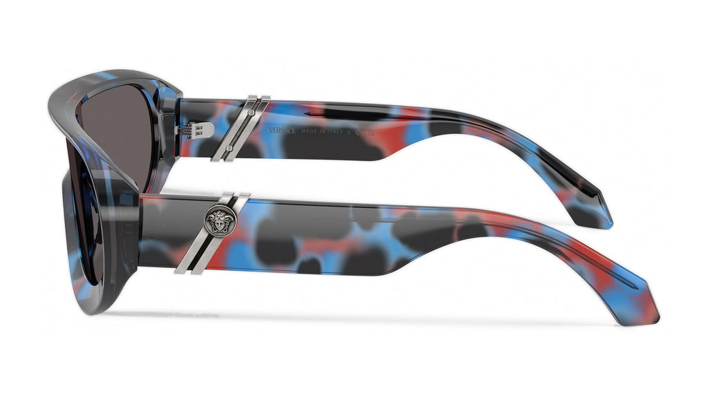 Lunettes de soleil Versace VE4521U 555587 – Noir / Bleu / Havana rouge – vue de profil.