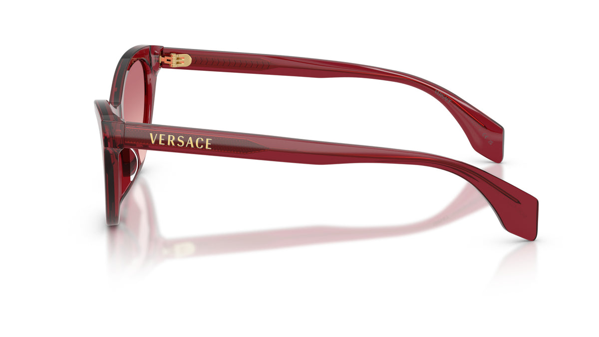 Lunettes de soleil Versace VE4522U 388/20 – Rouge transparent – vue de profil.