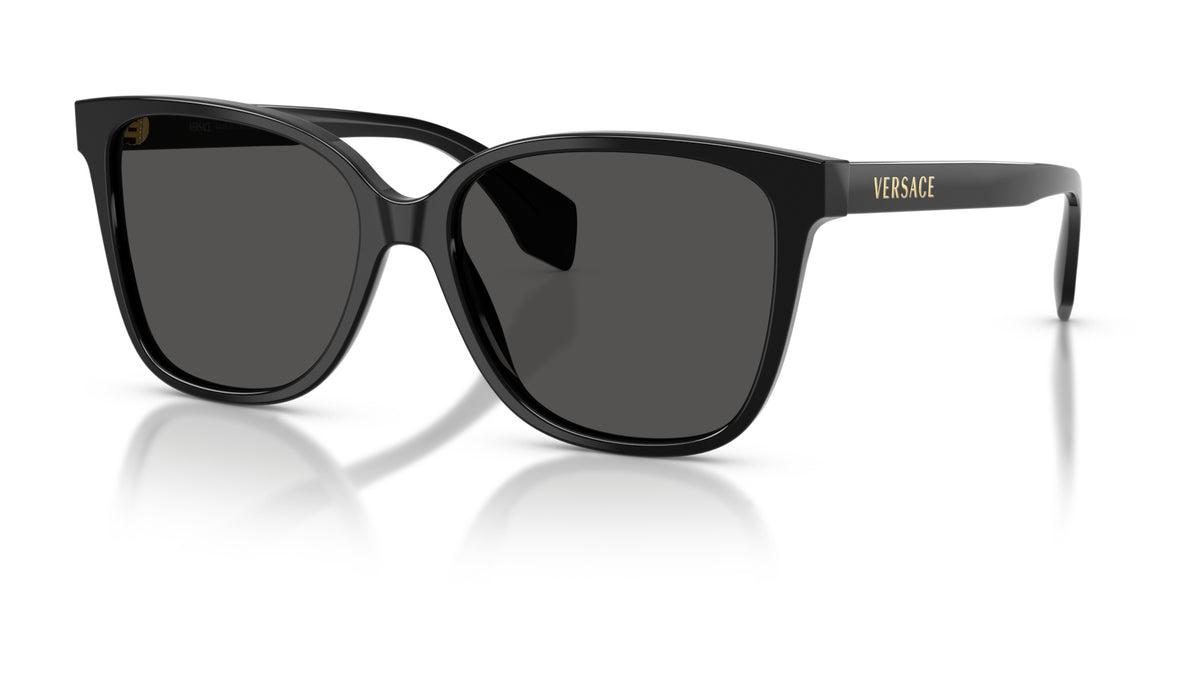 Lunettes de soleil Versace VE4523 GB1/87 – Noir – vue de trois quarts.