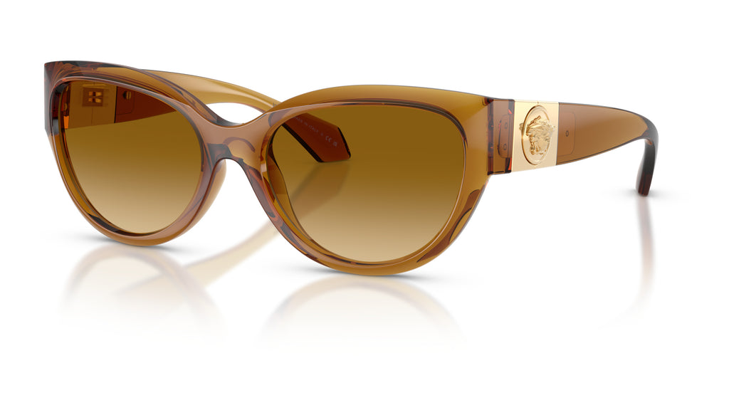Lunettes de soleil Versace VE4524U 53472L – Transparent Miel – vue de trois quarts.