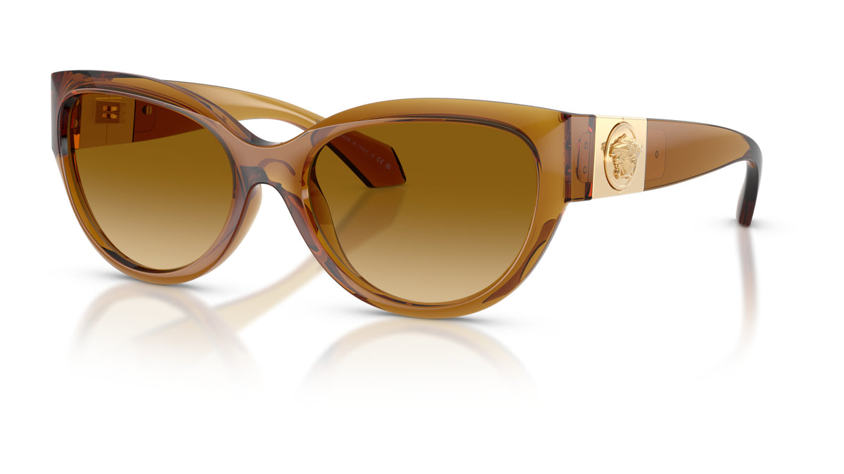 Lunettes de soleil Versace VE4524U 53472L – Transparent Miel – vue de trois quarts.