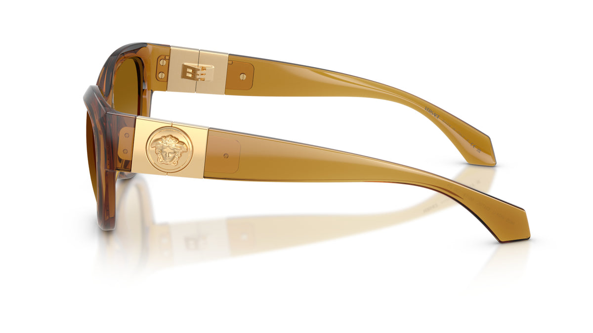 Lunettes de soleil Versace VE4524U 53472L – Transparent Miel – vue de profil.