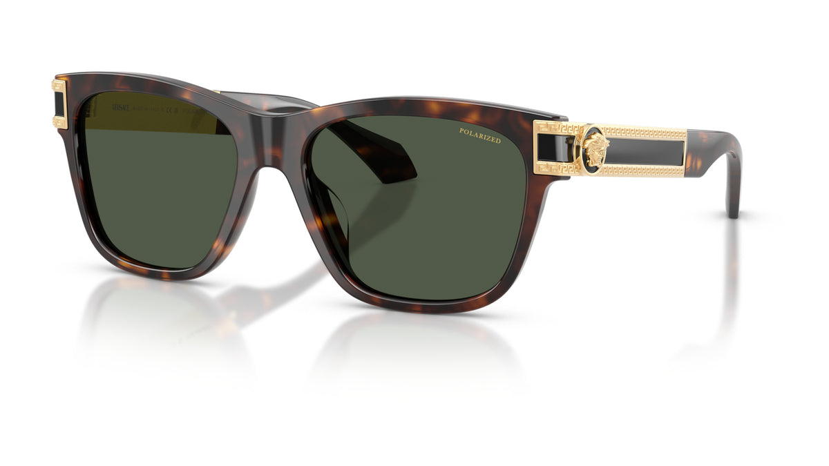 Lunettes de soleil Versace VE4527U 108/9A – Havana foncé – vue de trois quarts.