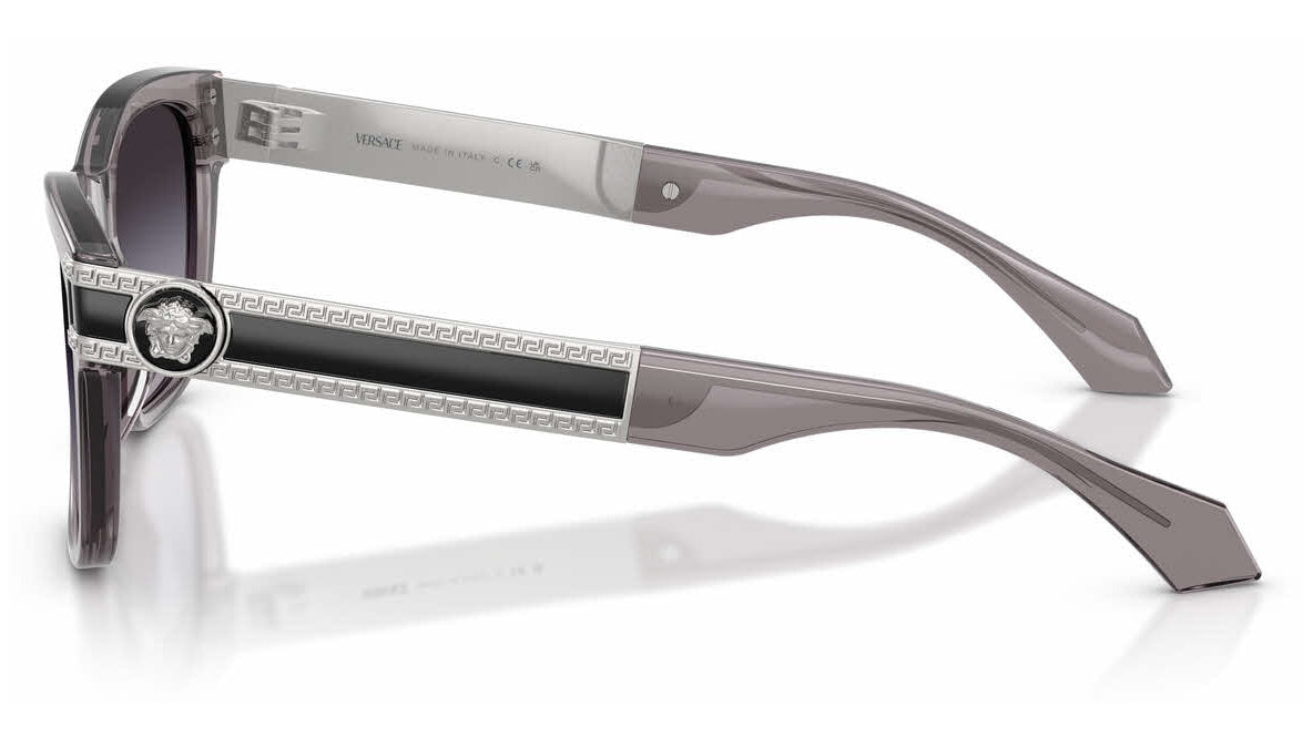 Lunettes de soleil Versace VE4527U 55548G – Transparent Gris – vue de profil.