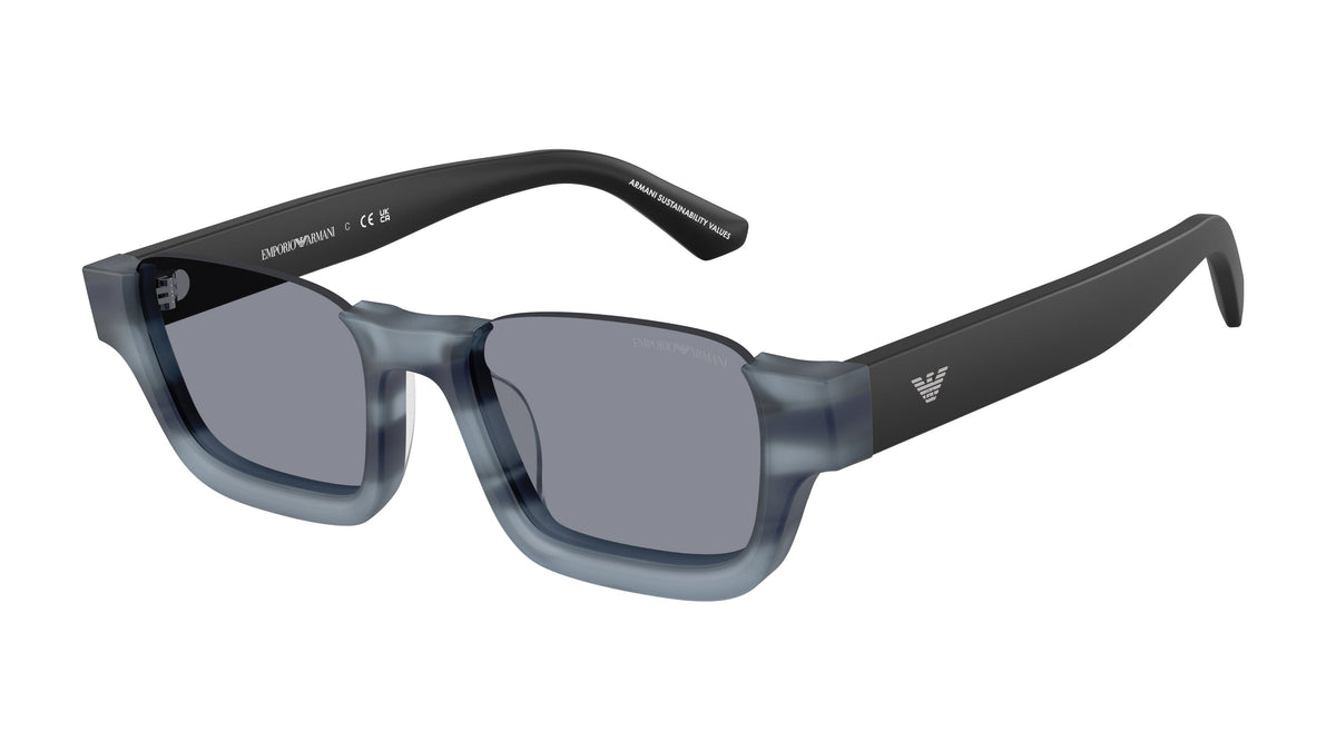 Emporio Armani EA4268U 6368/1 Havane rayé bleu mat - vue trois-quarts