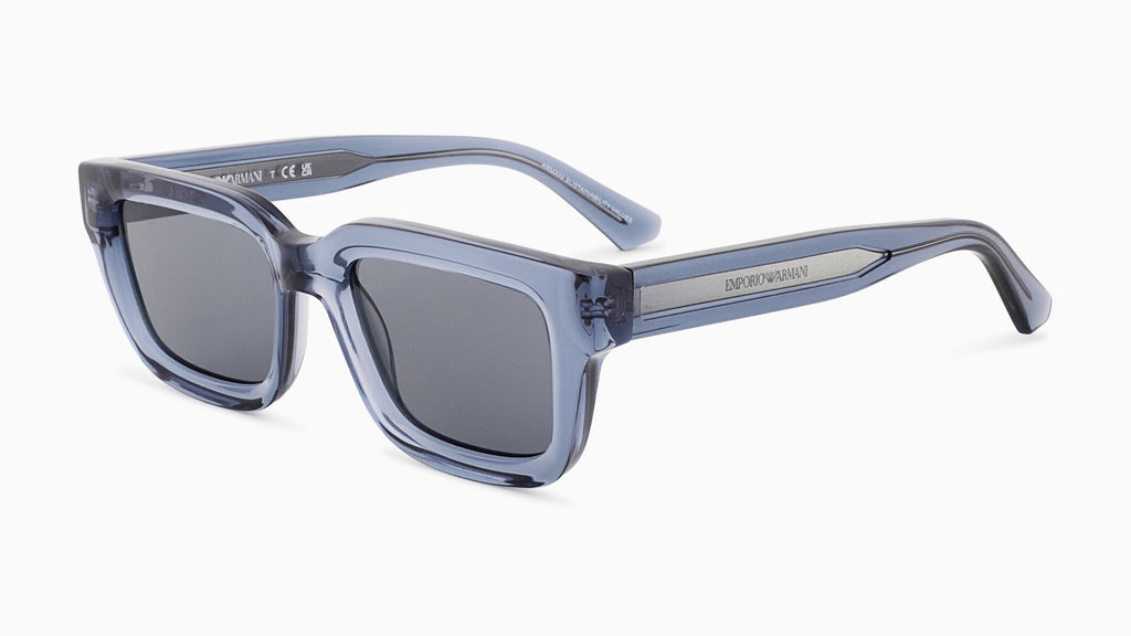 Emporio Armani EA4270 636280 Bleu transparent brillant - vue trois-quarts