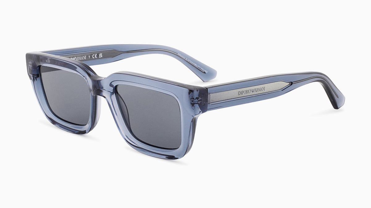 Emporio Armani EA4270 636280 Bleu transparent brillant - vue trois-quarts