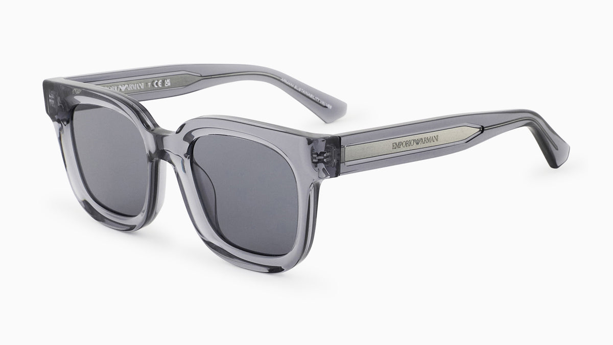 Emporio Armani EA4271 636480 Gris transparent brillant - vue trois-quarts