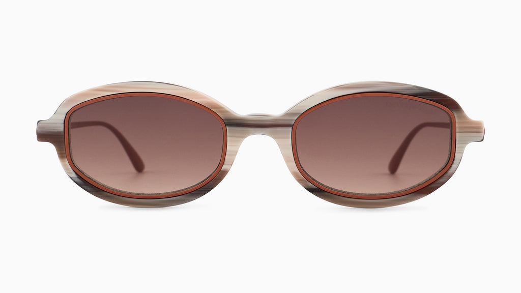 Emporio Armani EA4276U 642613 Beige et orange rayé brillant - vue de face