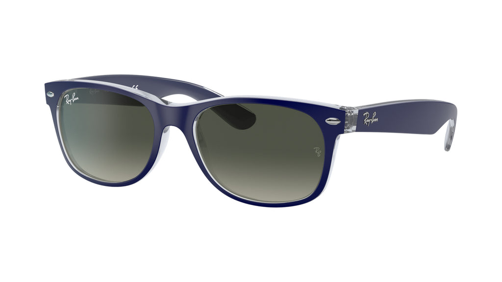 Ray-Ban RB2132 605371 Bleu mat sur transparent - vue trois-quarts