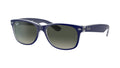 Ray-Ban RB2132 605371 Bleu mat sur transparent - vue trois-quarts